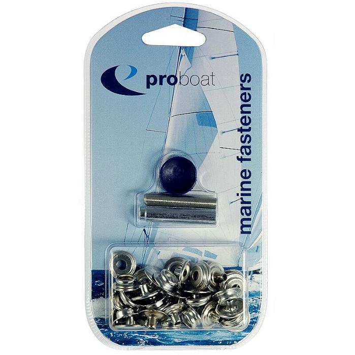 Proboat Press Stud Kit Nickel Plated Brass 10 pack Fabric to Fabric