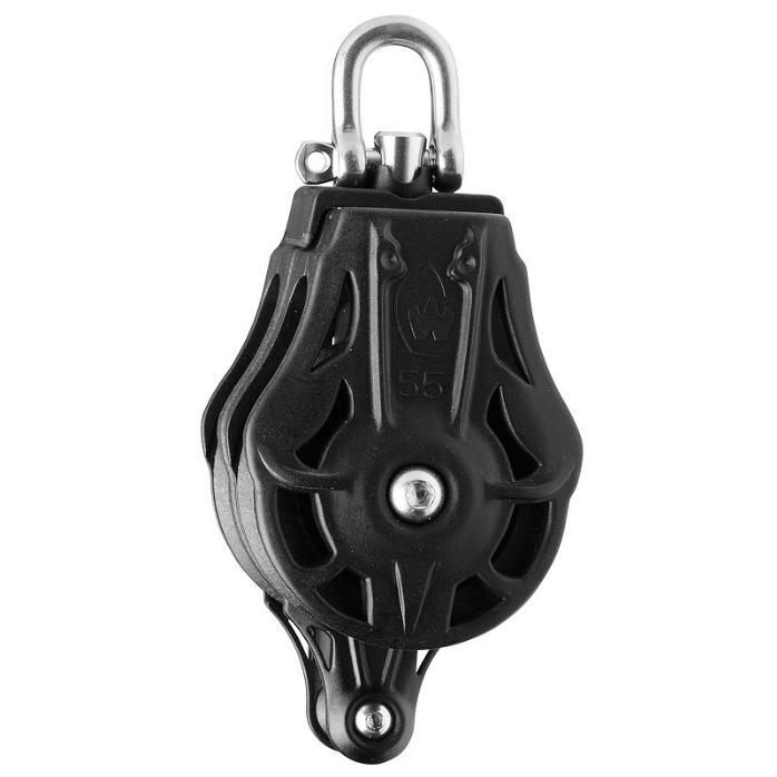 Wichard Ball Bearing Block Double with Swivel & Becket 55 mm 74206