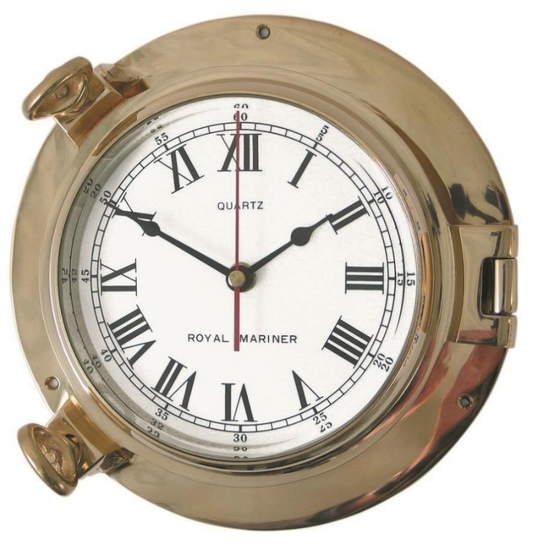 Meridian Zero Large Porthole Clock Brass 18072 j160224