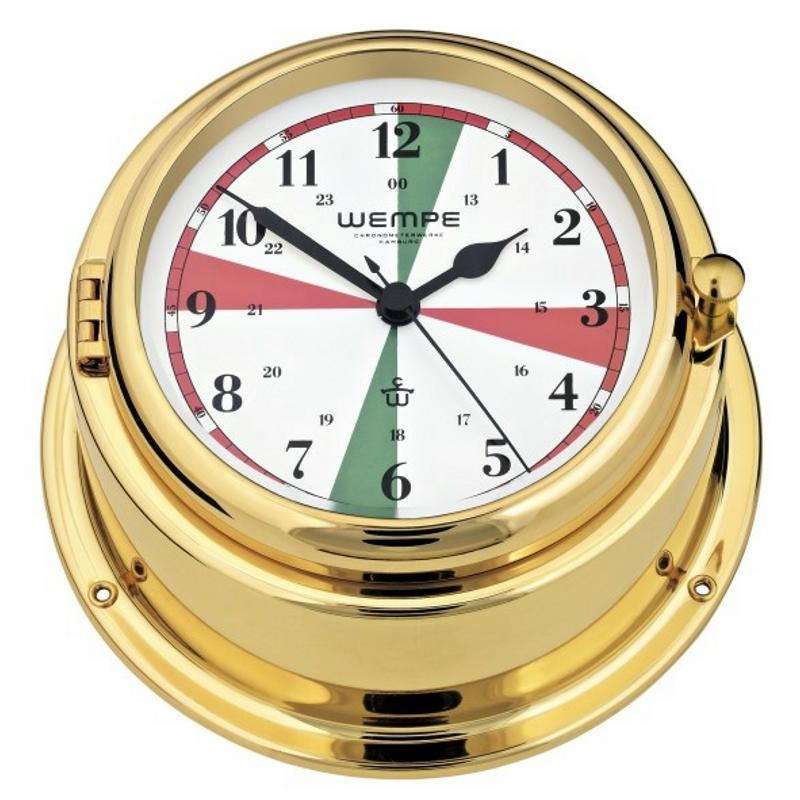 Wempe Bremen II Quartz Ships Clock with Silent Sectors Brass 150mms